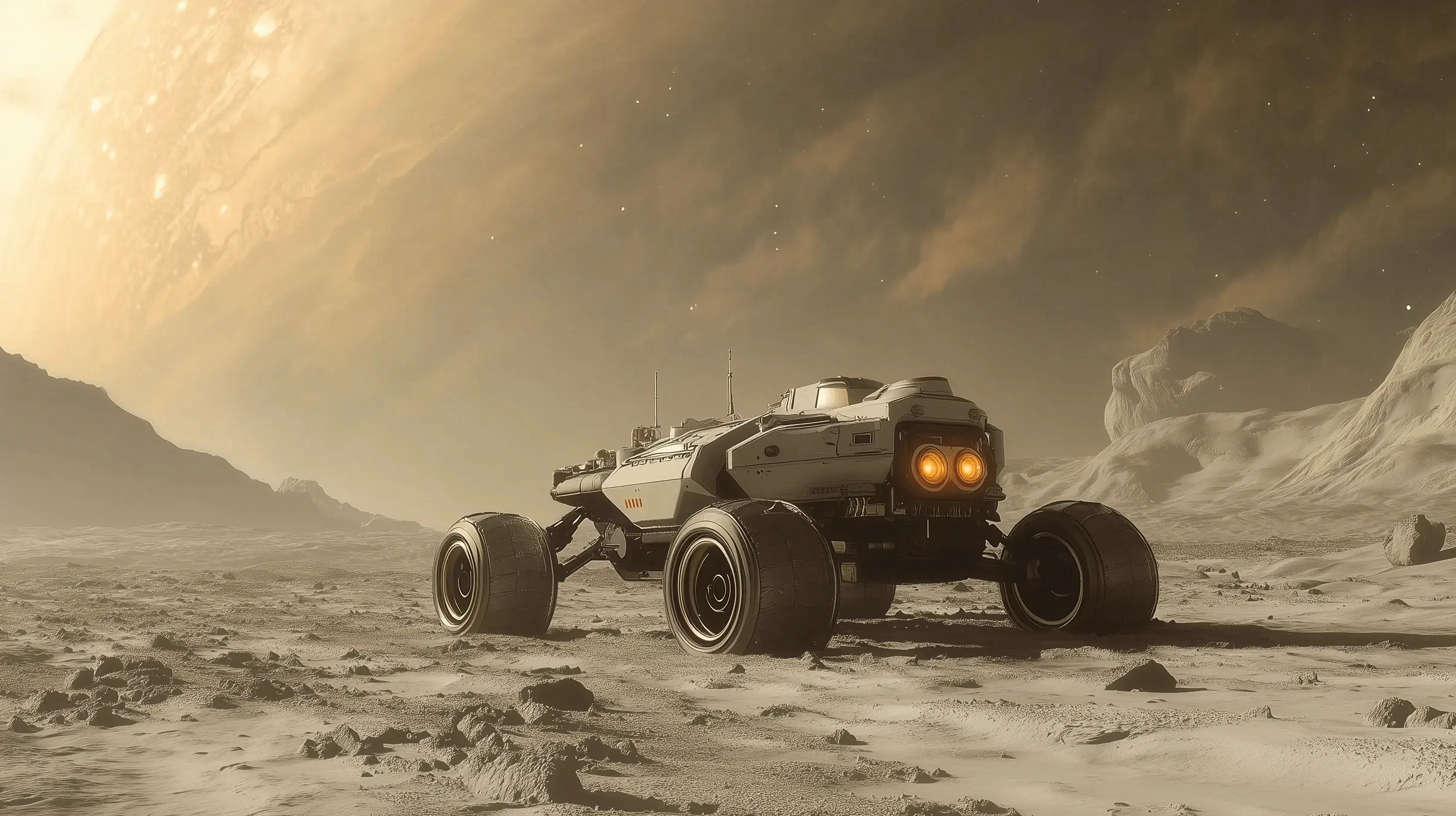 Image of a land rover on the moon